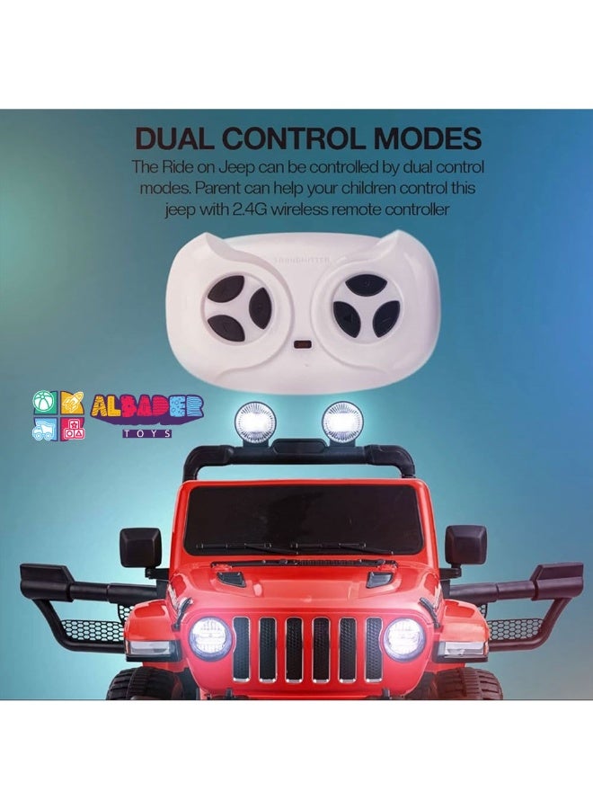 ALBADER Electric Car Jeep Design, Hummer Car For Kids With Music, Sound & Light Efficts, Electric Kids Ride on Car to Drive With Remote Control, 3 Speeds, Key operated, Suitable for 2-7 Years - Image 3